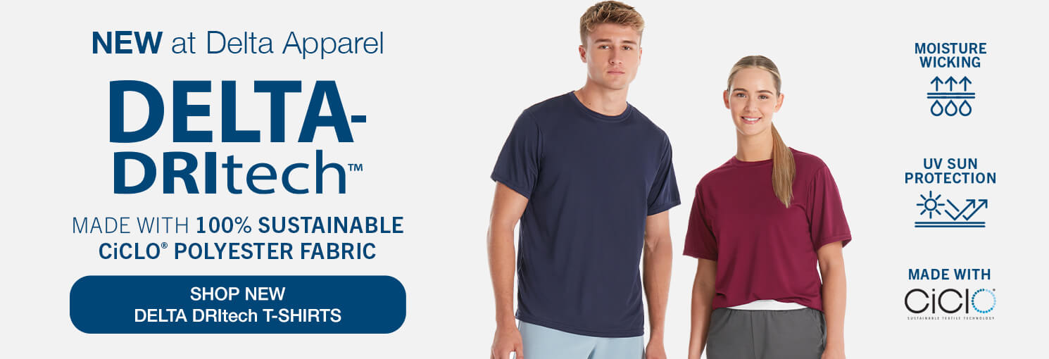 delta apparel dritech adult performance blank wholesale tee shirts
