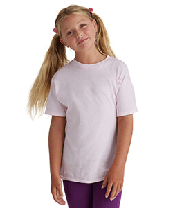 girl wearing pink short sleeve blank youth t shirt from  delta apparel wholesale style 12900 buy in bulk