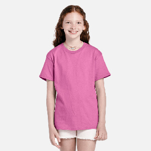 girl wearing pink blank t shirt Delta Apparel Wholesale Pro Weight Youth 5.2 Oz Regular Fit Tee buy in bulk