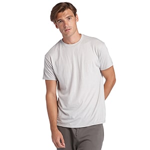 man hand behind his back wearing blank wholesale t shirt from delta apparel style 116535