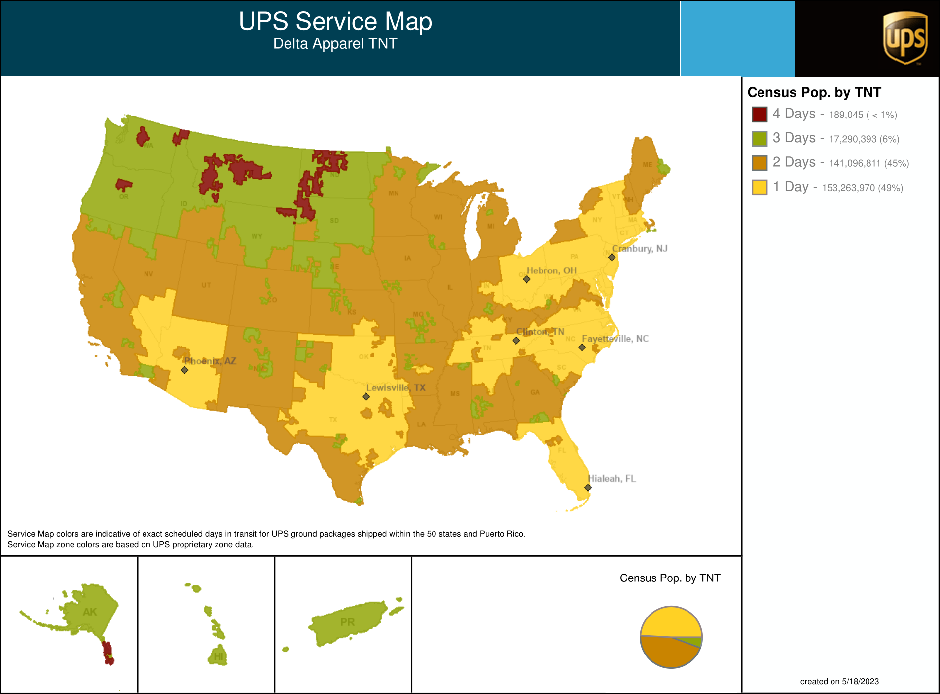 UPS Lead Times Map