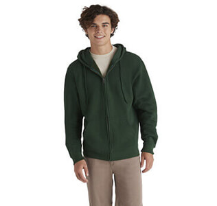 man wearing blank wholesale heavyweight zip hoodie from delta apparel style 99300