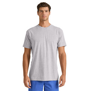man wearing Delta Platinum Adult Cvc Short Sleeve Tee grey color style p601c