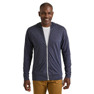 man wearing Adult Tri-Blend Full Zip Hoodie style p910t delta apparel wholesale and bulk blank bulk t shirts