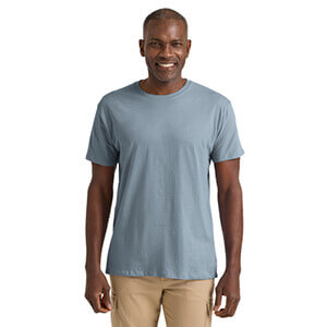 man wearing delta platinum 100 percent cotton short sleeve crew neck tee style p601