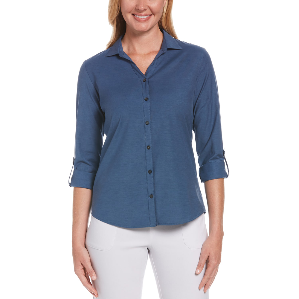 Perry Ellis Ladies Heathered Woven Shirt | Delta Apparel