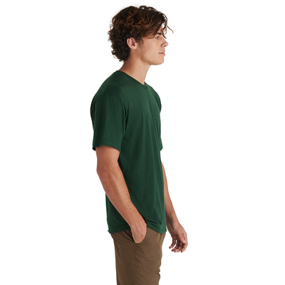 side view of man wearing green tee from delta apparel wholesale style 116535