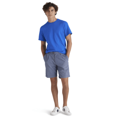 man wearing Delta Pro Weight Adult Short Sleeve blank wholesale Tee in blue