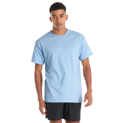 man wearing delta apparel style 11750 short sleeve tee shirt in sky blue