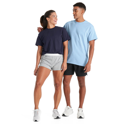 woman and man wearing delta apparel style 11750 short sleeve tee shirts