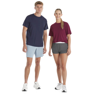 man and woman wearing Delta DRItech™ Adult Performance Short Sleeve blank wholesale T-Shirts style 38000