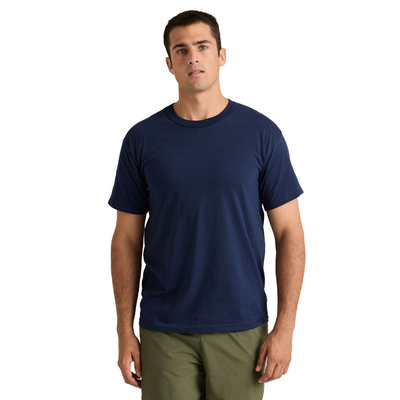 man facing front wearing a navy short sleeve shirt 682M-3