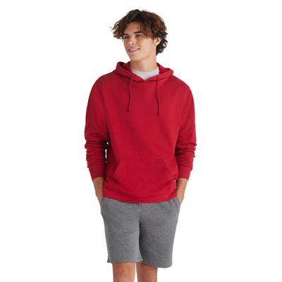 man wearing red 90200 delta fleece wholesale fleece sweatshirts