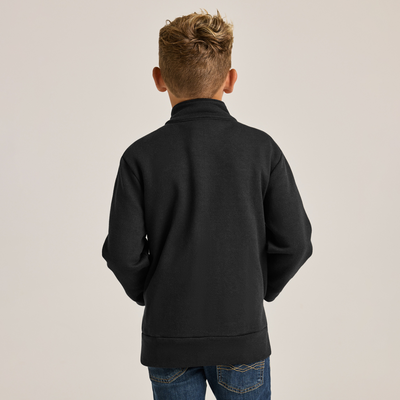 boy facing backward wearing full zip mock neck sweatshirt 9310B