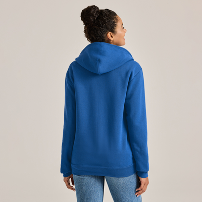 woman wearing classic full zip hooded sweatshirt 9377 back