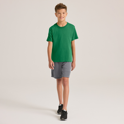 boy facing forward wearing youth midweight cotton shirt B345 full