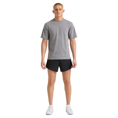 man facing forward wearing grey drirealease performance militry tee and black shorts M805 full