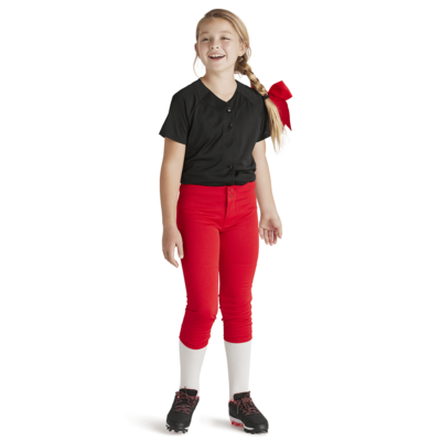 Girls wearing Soffe Intensity Baseline baseball Pants in red